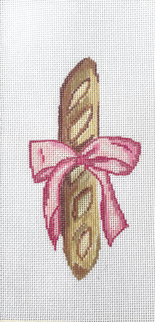 PRE ORDER- 4 weeks Baguette with a bow Hand Painted Needlepoint Canvas