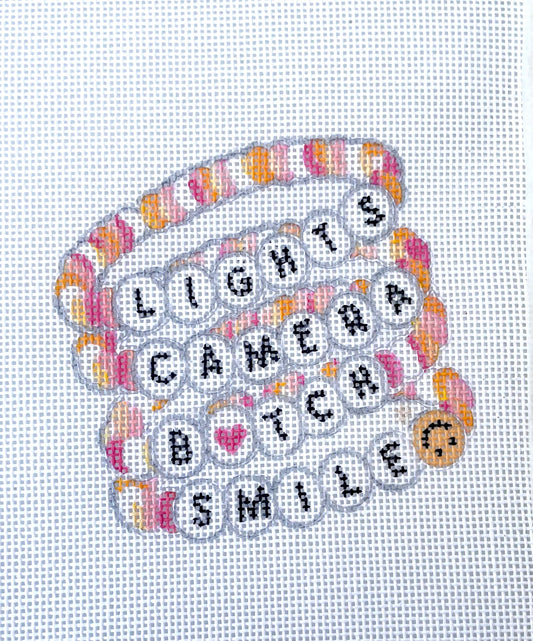 PRE ORDER- 4 weeks Swiftie Lights Camera B*tch Smile (Taylor swift TTPD) Hand Painted Needlepoint Canvas