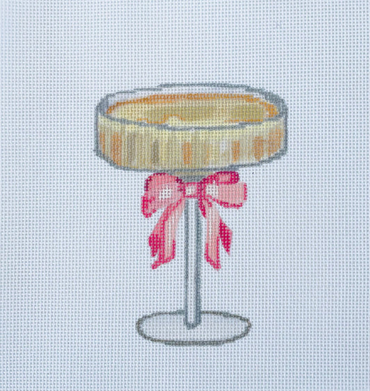 PRE ORDER- 3 weeks champagne glass with a bow Hand Painted Needlepoint Canvas