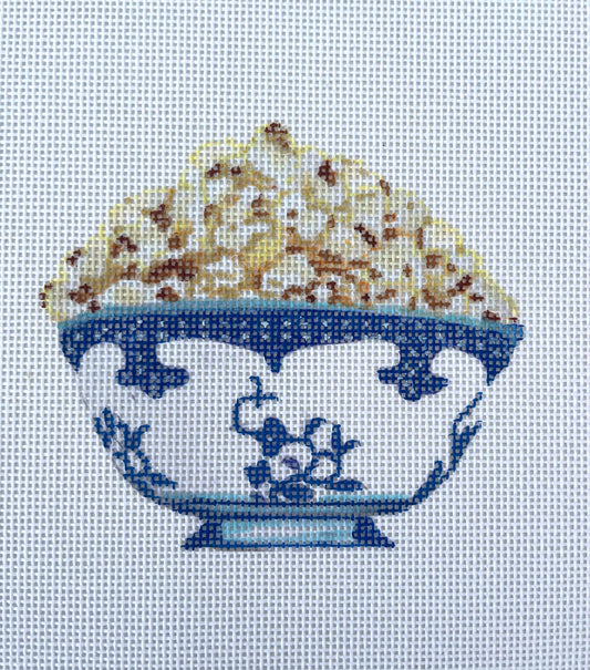 PRE ORDER- 3 weeks popcorn in a bowl Hand Painted Needlepoint Canvas