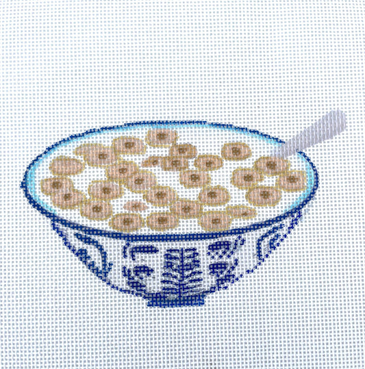 PRE ORDER- 3 weeks cereal bowl Hand Painted Needlepoint Canvas