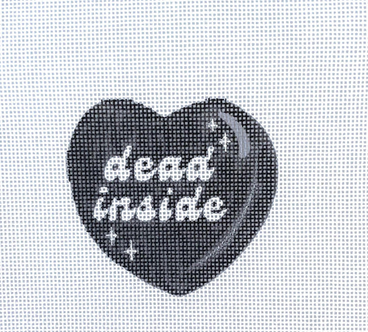 PRE ORDER- 4 weeks Halloween dead inside heart hand painted needlepoint canvas