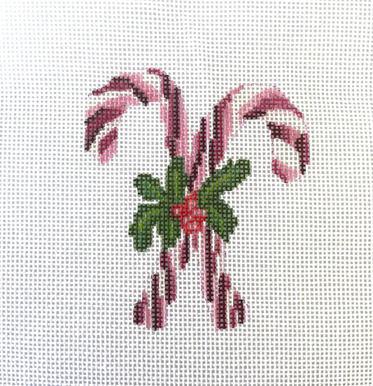 Candy cane - hand painted needlepoint canvas