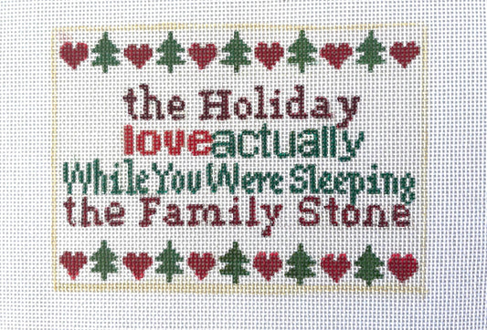 Holiday Rom Com classics - hand painted needlepoint canvas