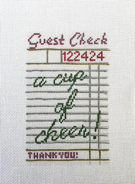 Holly Jolly guest check- hand painted needlepoint canvas