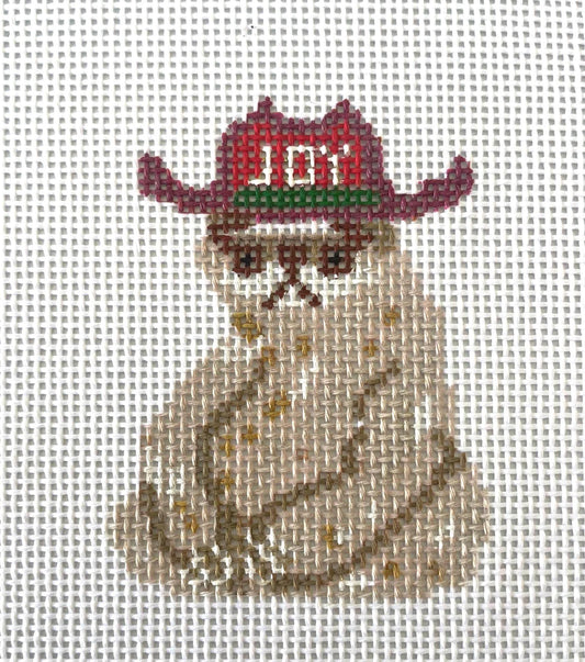 Cowgirl christmas sloth - hand painted needlepoint canvas