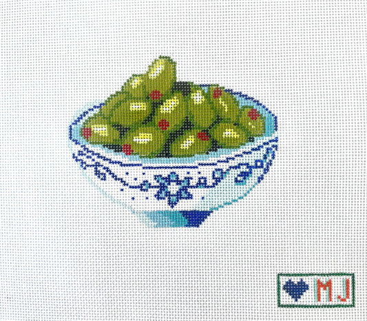 PRE ORDER- 4 weeks Bowl of olives Hand Painted Needlepoint Canvas