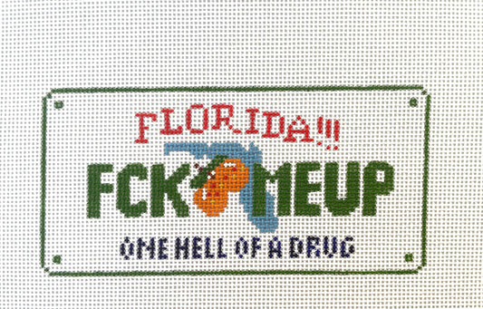 Florida!!! inspired Hand Painted Needlepoint Canvas - 13 mesh