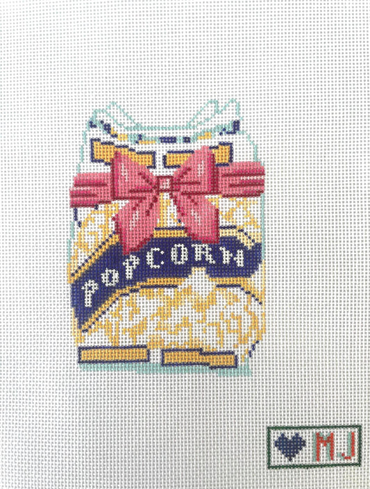 PRE ORDER 4 Weeks - microwave popcorn with a bow Hand Painted Needlepoint Canvas