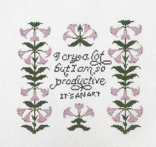 PRE ORDER - 4 weeks - Swiftie I cry a lot but I am so productive hand painted needlepoint canvas